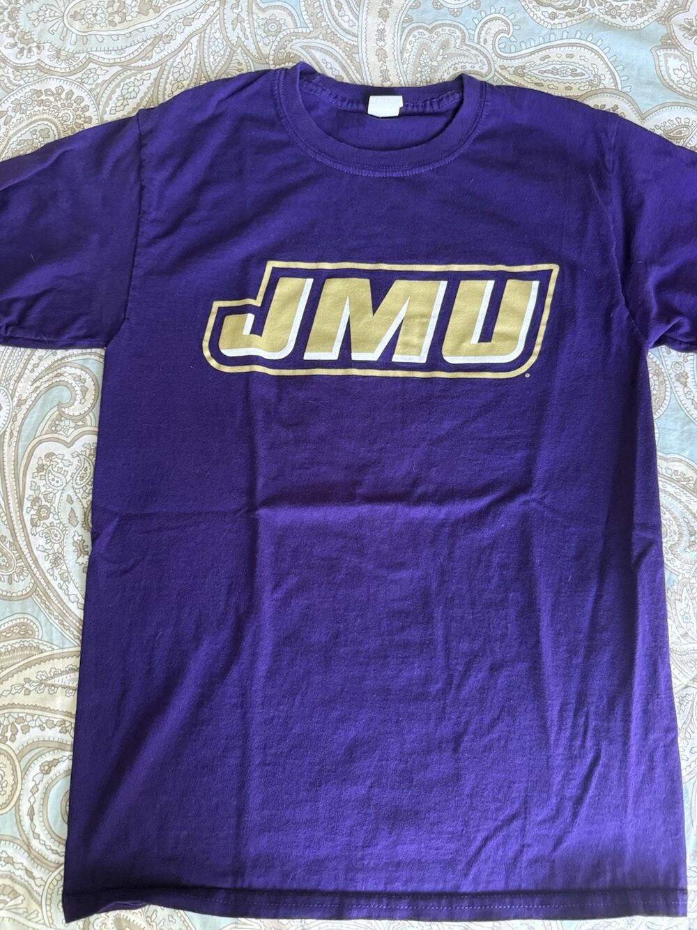 JMU James Madison University Women’s Purple/Gold Short Sleeved T Shirt Small